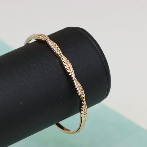 Elegant Rose Gold Bangle with Sparkling Twisted Chain Design, XPBL0509 - Picture 7 of 12